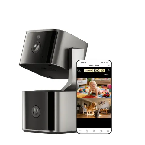 Dual Lens Security Indoor Camera 5G/2.4G WiFi, 2K+2K Pet Smart Camera with Pa...