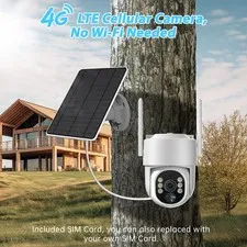 4G 4MP Solar PTZ Security Camera 360° Dome CCTV with 64GB Card