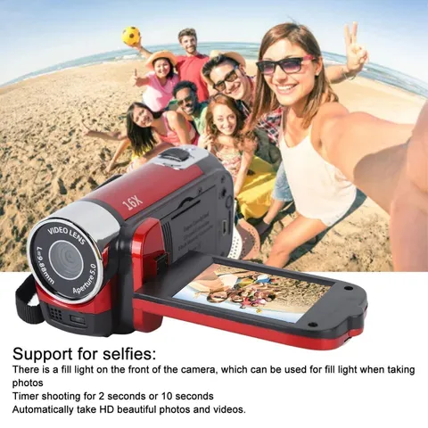4K 48MP DV Camera 2.7in TFT Rotatable Screen 16x Digital Zoom Video Camera