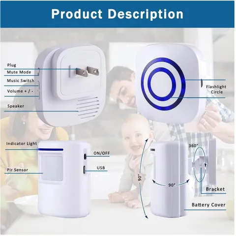 Wireless Driveway Alarm System - 4 Sensors, 1 Receiver