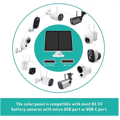 Solar Panel Charger for Outdoor Security Cam
