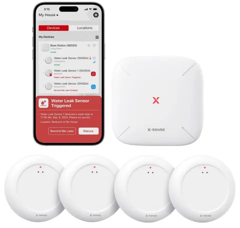 X-Sense Wi-Fi Water Leak Detector Kit, Smart Water Sensor Alarm with App Alerts
