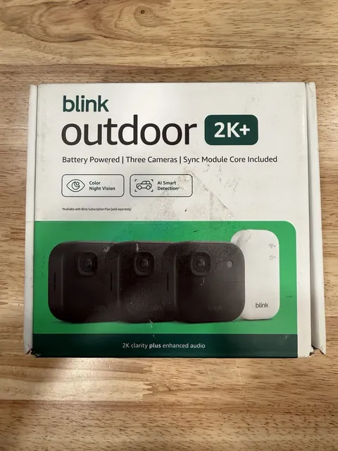 Open box new BLINK OUTDOOR 2K+ WIRELESS SECURITY 3 CAMERA SYSTEM - BLACK