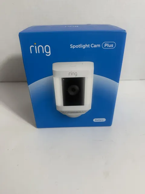 Ring - Spotlight Cam Plus Outdoor/Indoor Wireless 1080p Battery Camera - White