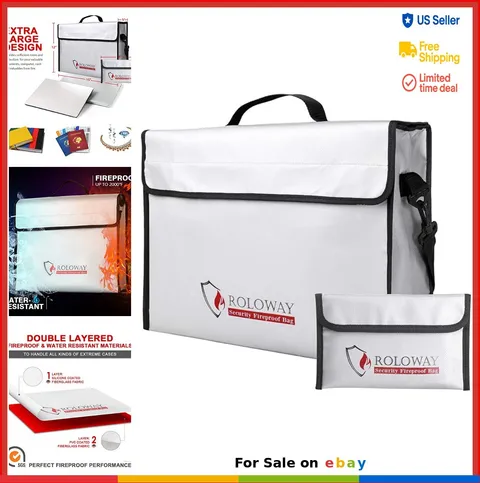 Fireproof Document Bag 15x12x5 Inches Water Resistant Money Safe with Silicone