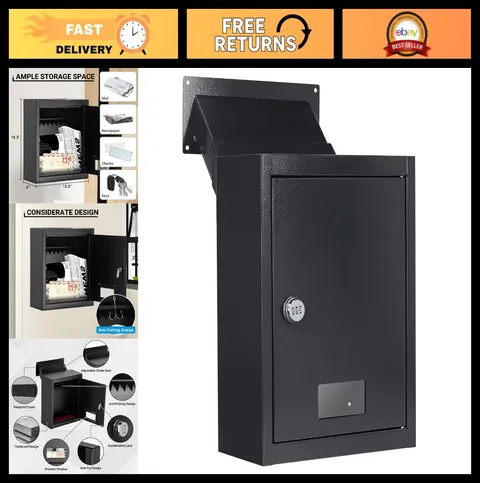 Through Wall Drop Box Deposit Safe | Adjustable Chute Mailbox, Rainproof, 16.5"x