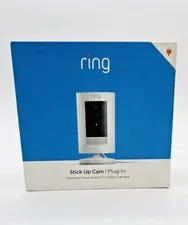 Ring Stick Up Cam Plug-In Wired Indoor Outdoor Security Camera White New Sealed