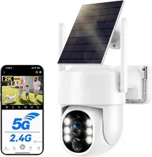 Solar Security Cameras Wireless Outdoor, 2K 2.4G/5G Solar Camera Outdoor Wireles