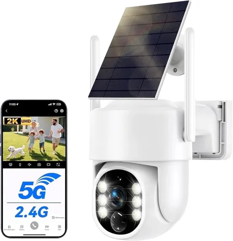 Solar Security Cameras Wireless Outdoor, 2K 2.4G/5G Solar Camera Outdoor Wireles