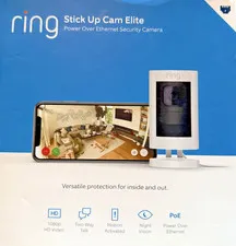 Ring Stick Up Cam Elite, Indoor/Outdoor Security Camera PoE - White