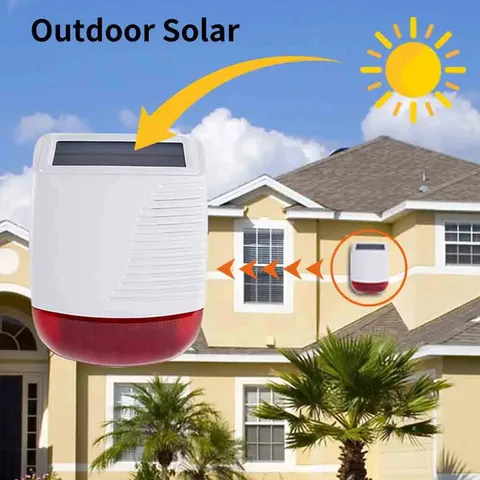 433Mhz High Decibel Outdoor Solar Wireless Siren Loudspeaker Waterproof Strobe F