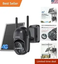 Outdoor Solar Powered 4G LTE Security Camera - Easy Setup, Unlimited Data Plan