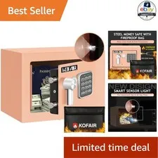 Safe Box 0.23 Cubic Feet Fireproof with Bag Key Lock Mini Home Security