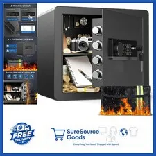 1.4 Cuft Steel Safe Box with Combination Lock & Fireproof Bag for Documents