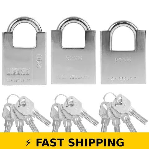Wekvgz Heavy Duty Padlock Set - 3 Pcs Weatherproof Locks
