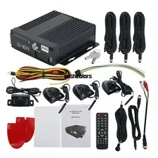 4CH Vehicle Car Mobile DVR Security Video Recorder SD +4 CCD Camera Cable Remote