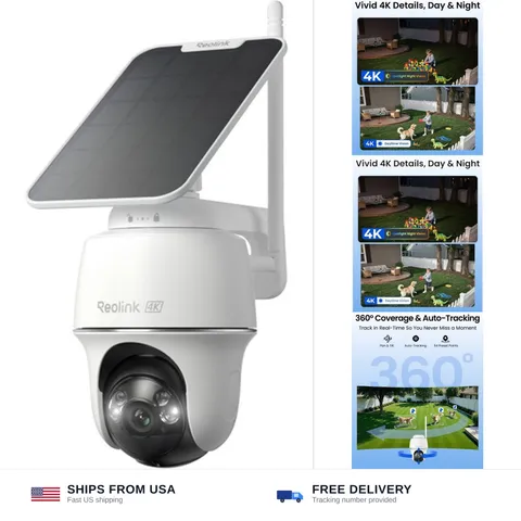 REOLINK First 4K Solar Security Cameras Wireless Outdoor, Argus PT Ultra+Sola...