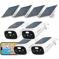 4pc 2.4G/5G Wifi Cameras for Home with Double Solar Panels, 2K Solar Cameras ...