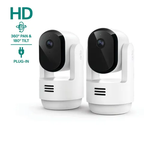 Arlo, Indoor Security Camera, Essential Pan Tilt, 1080p HD Wired, 2-Cam