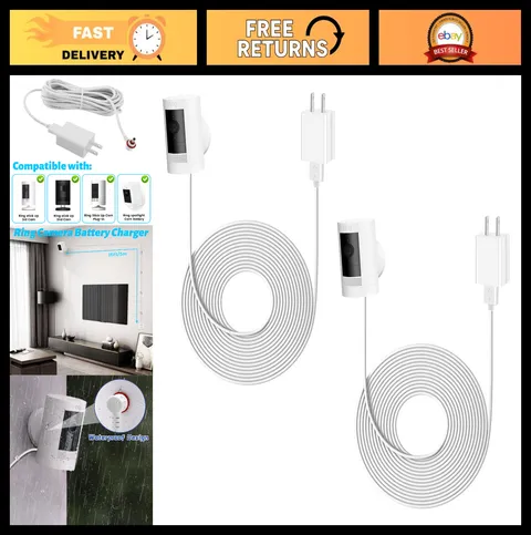 Power Cord for Ring Camera - 16FT Waterproof Adapter for Stick Up Cam & Spotligh