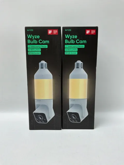 2pk  Wyze Bulb Cam 2K Smart Security Camera E26 Socket 800 Lumens