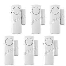 6 Pack Door Window Alarm, Magnetic Burglar Alert Sensor, Loud 65dB, Battery Oper