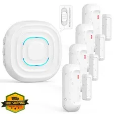 SanJie Door Chime Alarm, 4 Sensors + 1 Receiver