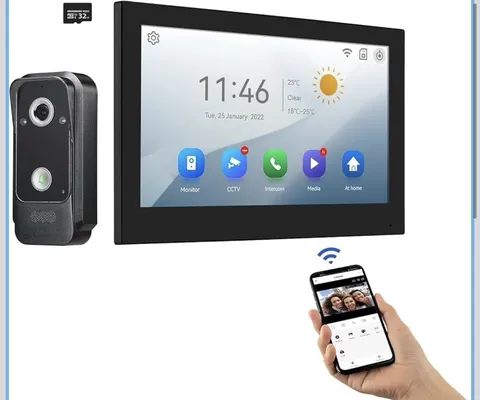 Wifi Wired Video Doorbell System (Wiring Required), 10 Inch High-Definition M...