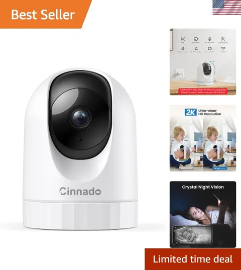 Indoor Security Camera 3 MP 2K Wi-Fi Night Vision Two-Way Audio