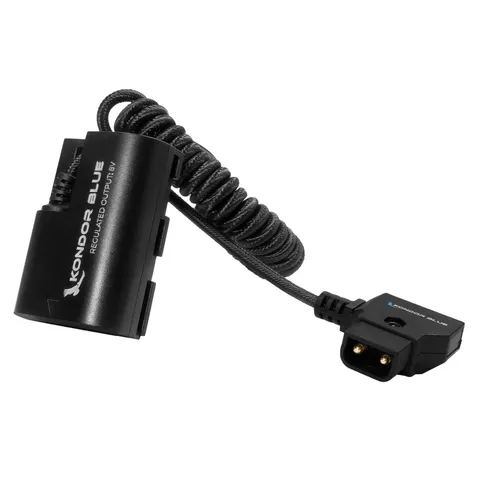 | D-Tap Cable with Canon LPE6 NH Dummy Battery | 16"-36" Coiled Cable with D-...