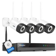Hiseeu 2.5K 5MP WiFi Security Camera System 6 Piece Set, 4 Cameras 1T HDD