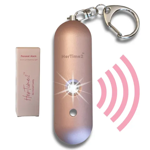 130dB Personal Safety Alarm Keychain Strobe Light Waterproof Rose Gold