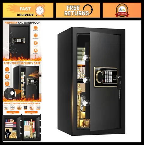 Large Fireproof Safe Box 3.4 Cuft - Digital Security Safe, Waterproof, Keypad &
