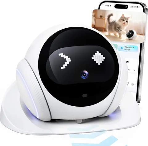 Pet Camera Robot Companion Monitor – Movable Home Security Cam with 1080P Video,
