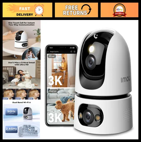 10MP Indoor Security Camera, 360° Pan-Tilt Baby & Pet Monitor, WiFi, Night Visio