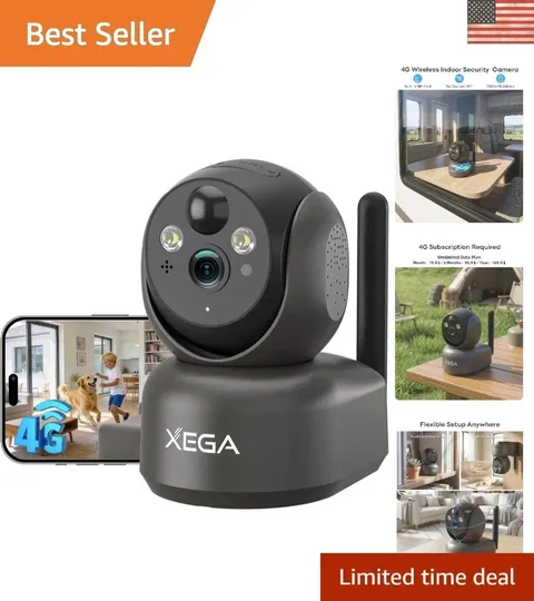 2K Wireless 4G Cellular Security Camera – Battery Powered for Home & Travel