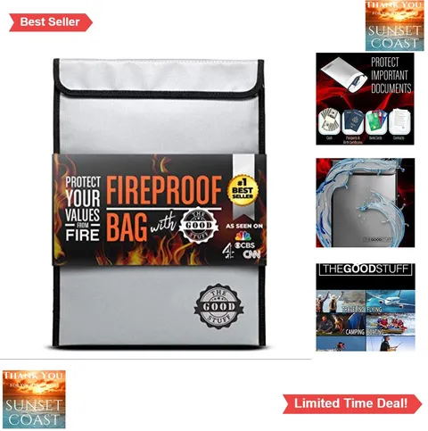 Fireproof Document Bag 15 x 11 Inch 2000°F Rated Water Resistant Legal Size for
