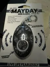 NEW MayDay Mini Alarm Emergency Personal Safety 100 Decibels LED Keyring BLACK