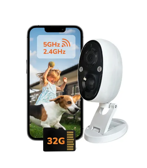 2.5K Indoor Outdoor Battery Camera, Dual-Band WiFi, Free AI Human & Pet Detec...