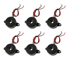 6 Pcs DC 3-24V 85dB Sound Electronic Buzzer Alarm Black 23 x 12mm 
