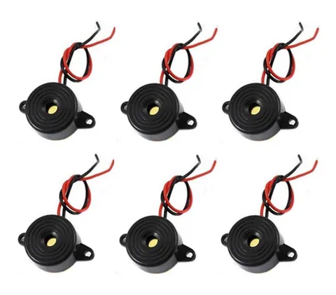 6 Pcs DC 3-24V 85dB Sound Electronic Buzzer Alarm Black 23 x 12mm 
