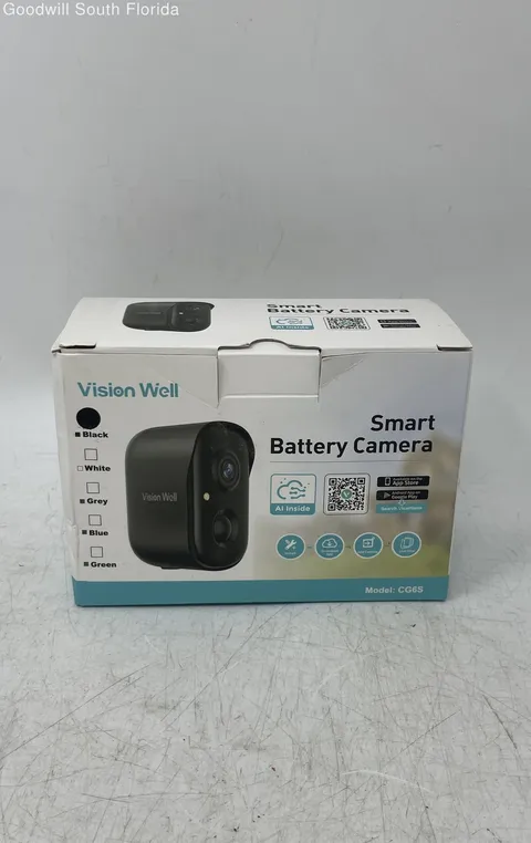Vision Well CG65 Black Smart Battery Security Camera With Box Not Tested