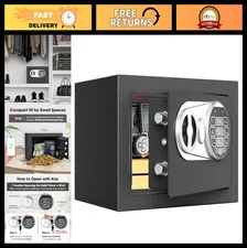 Mini Safe for Kids - Digital Lock & Key, Cash Box for Personal Items, Home Use,