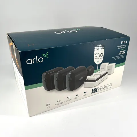 Arlo - Pro 4 Spotlight Camera Security Bundle - Black (Good)