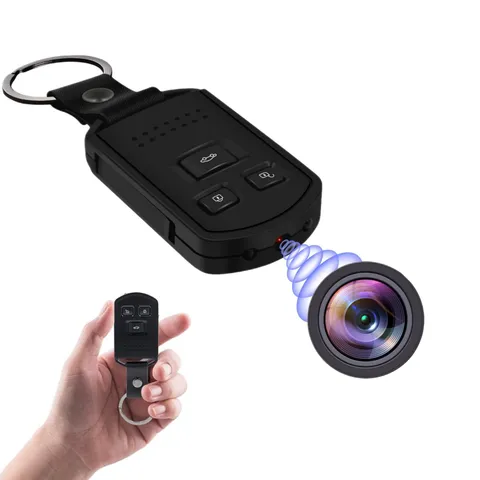 , Car Key - Portable Mini HD 1080P Nanny Cam Keychain with Night Vision, Moti...