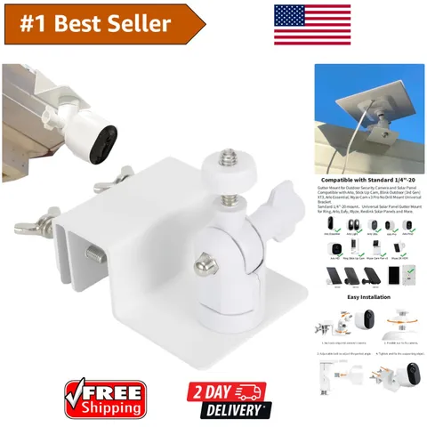Weatherproof Gutter Mount for Ring, Arlo, Google Nest - Secure Solar Camera Hold