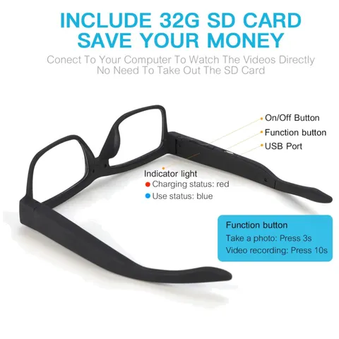 1080p HD Camera Smart Video Recording Glasses-Outd