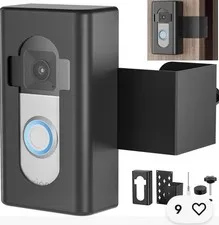 Anti-Theft Video Doorbell Mount, No Drill Bracket Holder Accessories Black