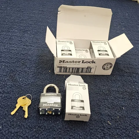 (QTY 6) Master Lock 1KAW1RSV: Commercial Padlock Key 2C30 Laminated Steel