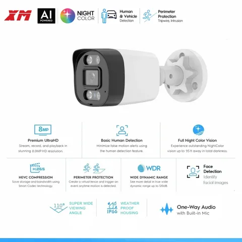 4K Poe Video Surveillance IP Camera Onvif Audio 48V POE/DC 12V 3MP/4MP/5MP/8MP A